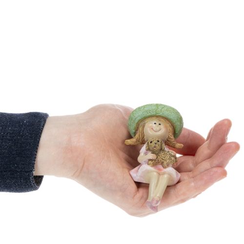 Shelf sitter Smiling girl with dog Ø4.5cm H9.5cm | Floristik24.co.uk