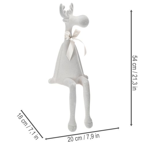 Reindeer Christmas Figure with Long Legs, Grey, 54cm, Flocked, Indoor Edge Decoration | Floristik24.co.uk