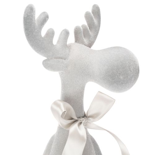 Reindeer Christmas Figure with Long Legs, Grey, 54cm, Flocked, Indoor Edge Decoration | Floristik24.co.uk