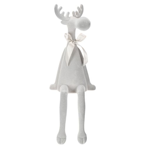 Reindeer Christmas Figure with Long Legs, Grey, 54cm, Flocked, Indoor Edge Decoration | Floristik24.co.uk