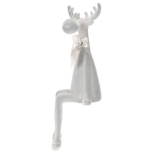 Reindeer Christmas Figure with Long Legs, Grey, 54cm, Flocked, Indoor Edge Decoration | Floristik24.co.uk