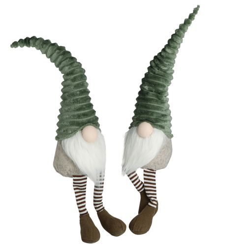 Floristik24 Sitting Gnome Christmas Figurine Green Brown H55cm 2pcs