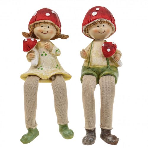 Floristik24 Shelf stool decorative figures boy and girl mushroom children 2pcs