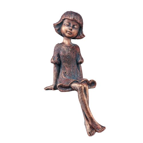 Edge seater garden figure sitting girl bronze 52cm