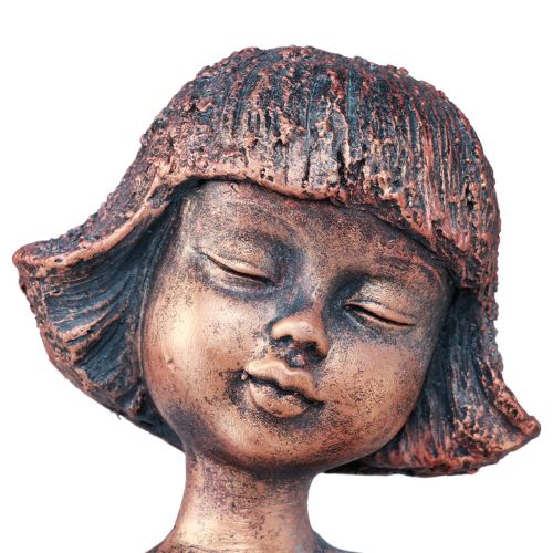 Floristik24 Edge seater garden figure sitting girl bronze 52cm