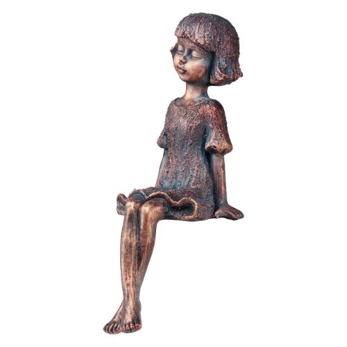 Floristik24 Edge seater garden figure sitting girl bronze 52cm