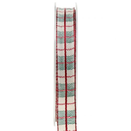 Floristik24 Check ribbon red 15mm 15m