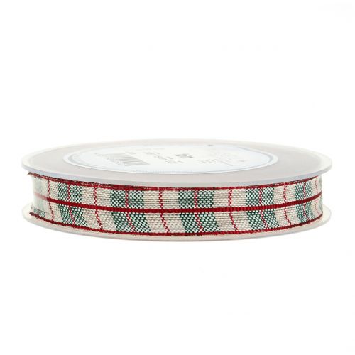 Floristik24 Check ribbon red 15mm 15m