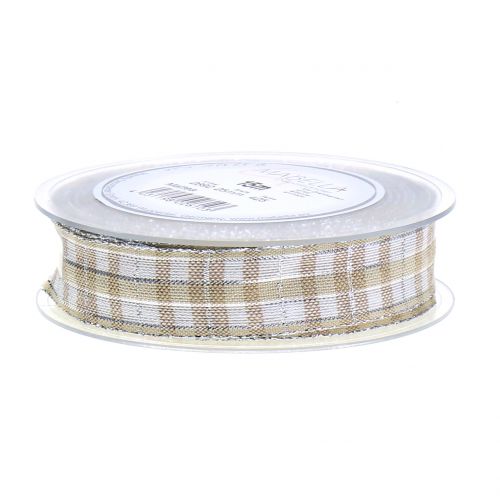Floristik24 Karoband with mica natural silver 25mm 15m