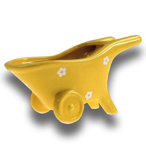 Floristik24 Ceramic Wheelbarrow Yellow 16.5 cm