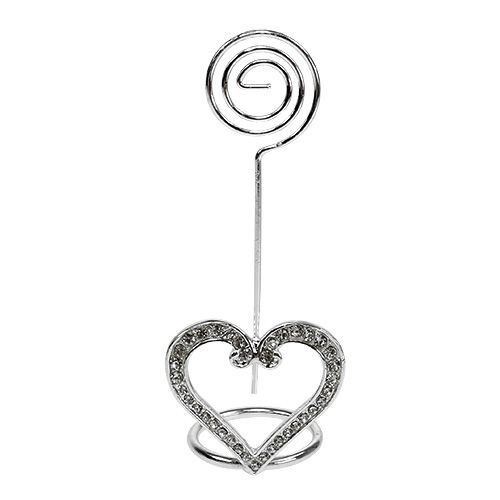 Floristik24 Card holder heart for table decoration 4cm silver 6pcs