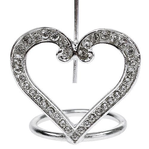 Product Card holder heart for table decoration 4cm silver 6pcs