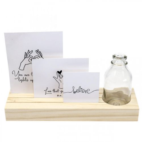 Floristik24 Card holder wood Photo holder wood mini vase 25×7.5×12cm
