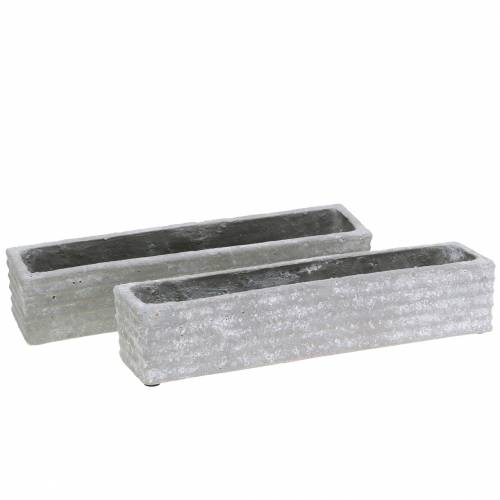 Plant box concrete light gray 30x7cm H6.5cm 2pcs