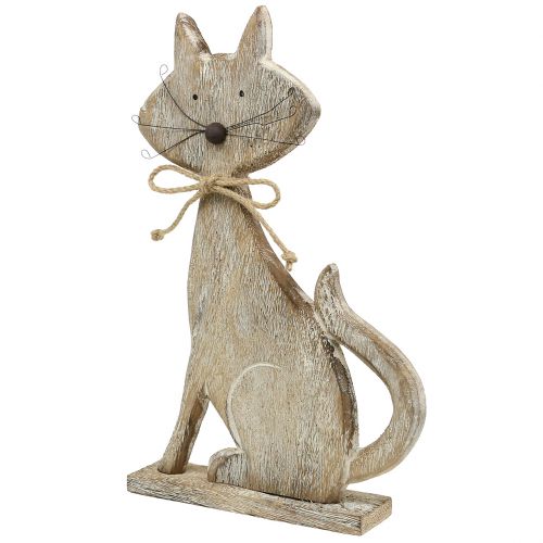 Floristik24 Wooden figure cat nature, white 37cm