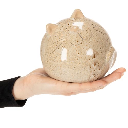 Product Ceramic Cat Decorative Figurine, Round Design for Living Room or Bedroom, 13cm, 2 Pieces