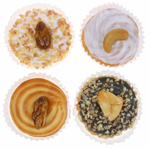 Floristik24 Nut tarts artificially sorted 5cm 4pcs