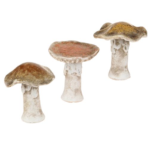 Ceramic decorative mushrooms table decoration red brown yellow H6cm 6 pcs