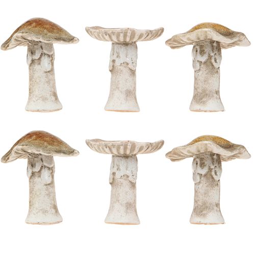 Product Ceramic decorative mushrooms table decoration red brown yellow H6cm 6 pcs