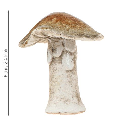 Product Ceramic decorative mushrooms table decoration red brown yellow H6cm 6 pcs