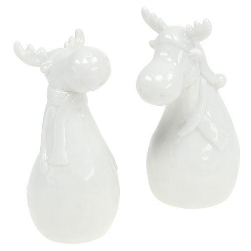 Floristik24 Ceramic figure moose 12.5cm white 2pcs