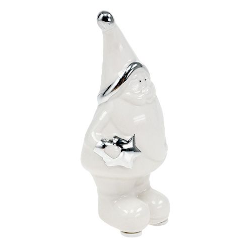 Floristik24 Ceramic Figurine Santa Claus 11cm White, Silver 8pcs