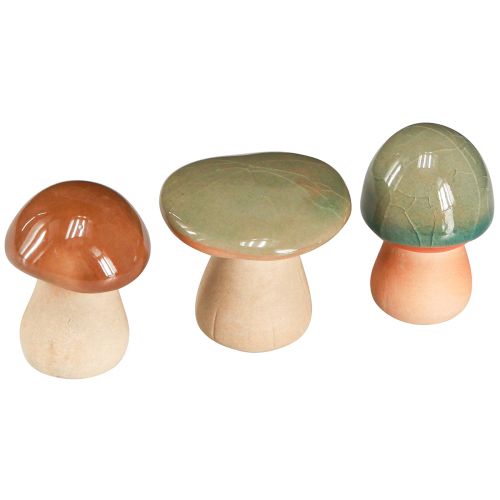 Product Ceramic Mushrooms Decoration Brown Green Blue Ceramic Decoration Ø4/5cm 6 pcs