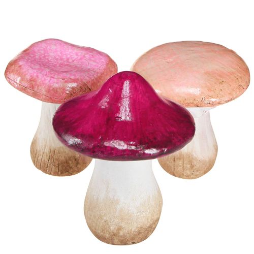 Product Ceramic Mushrooms Decoration Pink Autumn Decoration Ceramic Ø8/8.5/9cm 3 pcs