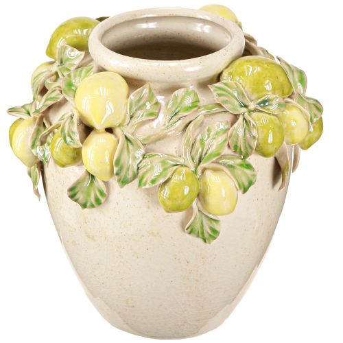 Product Ceramic Vase Lemon Decoration Mediterranean Green Yellow H19cm