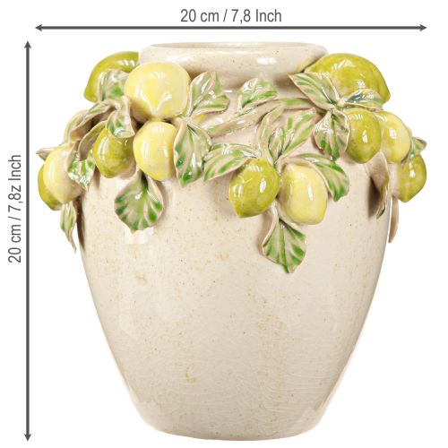 Product Ceramic Vase Lemon Decoration Mediterranean Green Yellow H19cm