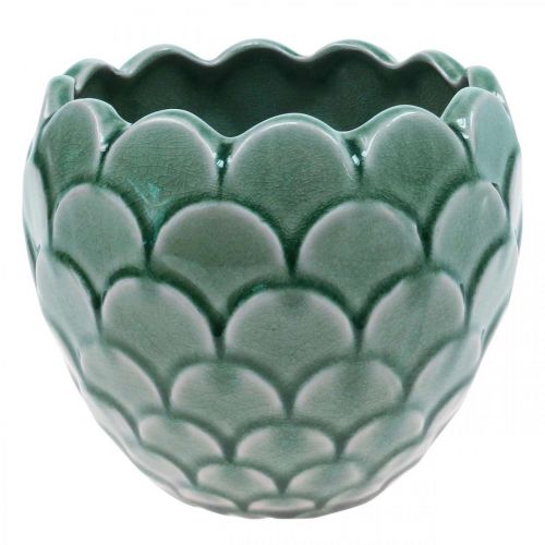 Ceramic Flower Pot Vintage Green Crackle Glaze Ø17cm H15cm