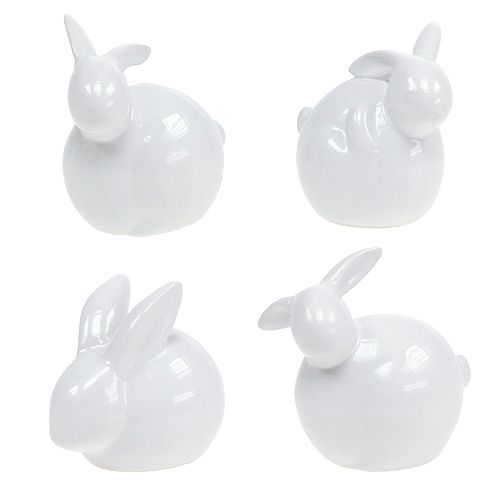 Floristik24 Ceramic rabbit white 8.5cm 4pcs