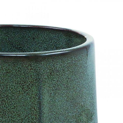 Product Ceramic Vase Flower Vase Green Hexagonal Ø14.5cm H21.5cm