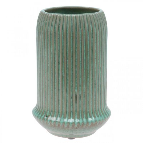 Product Ceramic vase with grooves Ceramic vase light green Ø13cm H20cm