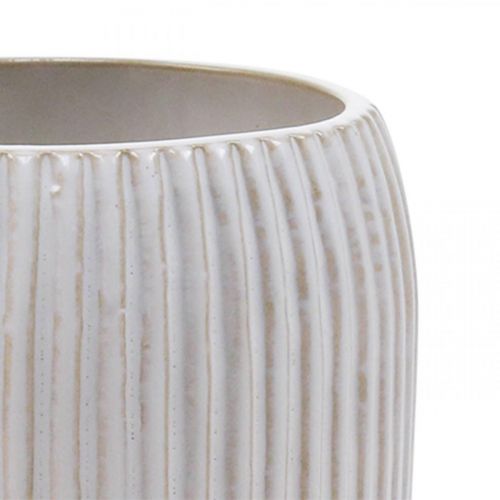 Product Ceramic Vase with Grooves White Ceramic Vase Ø13cm H20cm
