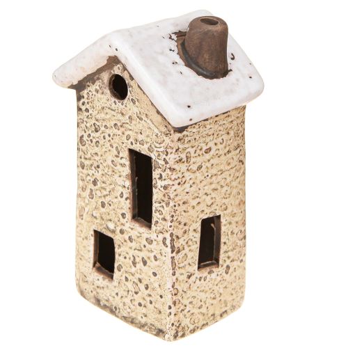 Product Ceramic house Advent decoration cream red grey 8.5/9.5cm 3 pieces