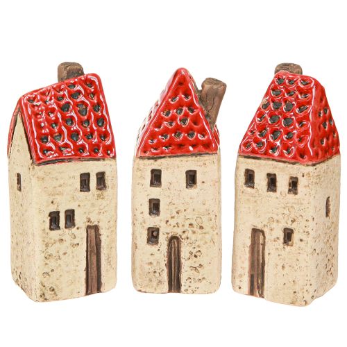 Product Ceramic houses, small decorative houses, autumn decoration, H8cm, 6 pieces