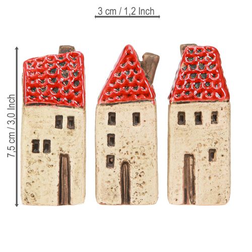Product Ceramic houses, small decorative houses, autumn decoration, H8cm, 6 pieces
