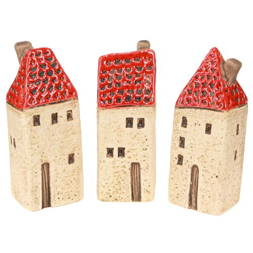 Ceramic house table decoration ceramic houses H11cm 3 pcs