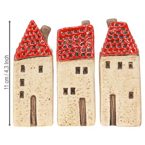 Product Ceramic house table decoration ceramic houses H11cm 3 pcs