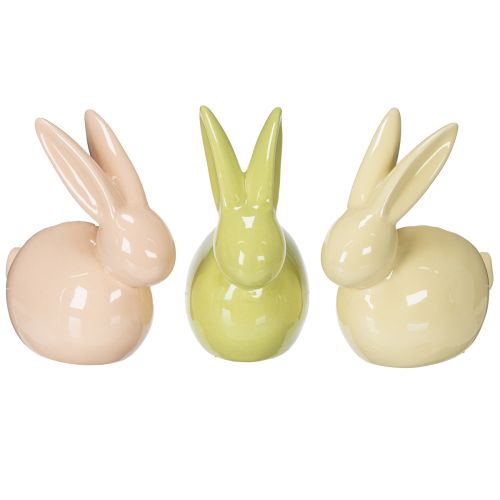 Ceramic rabbit decorative figurine for stylish Easter, 11×6.5×12.5cm, 3 pieces