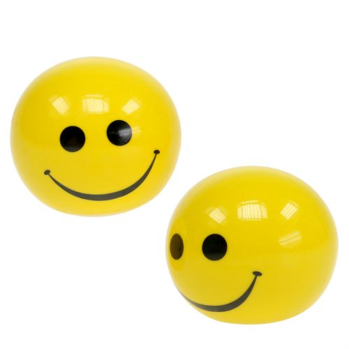 Floristik24 Ceramic ball with emoticon yellow Ø5cm H4.5cm 6pcs