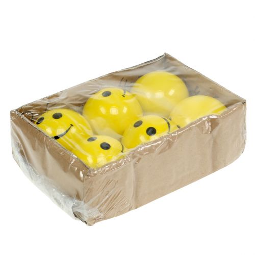 Floristik24 Ceramic ball with emoticon yellow Ø5cm H4.5cm 6pcs