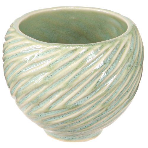 Product Ceramic bowls in green spiral design Ø9cm H7cm 4pcs