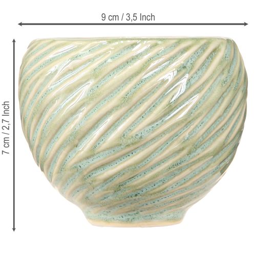 Product Ceramic bowls in green spiral design Ø9cm H7cm 4pcs
