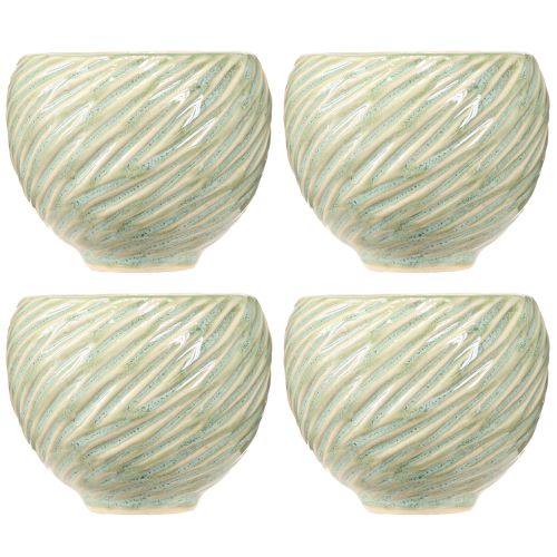 Product Ceramic bowls in green spiral design Ø9cm H7cm 4pcs