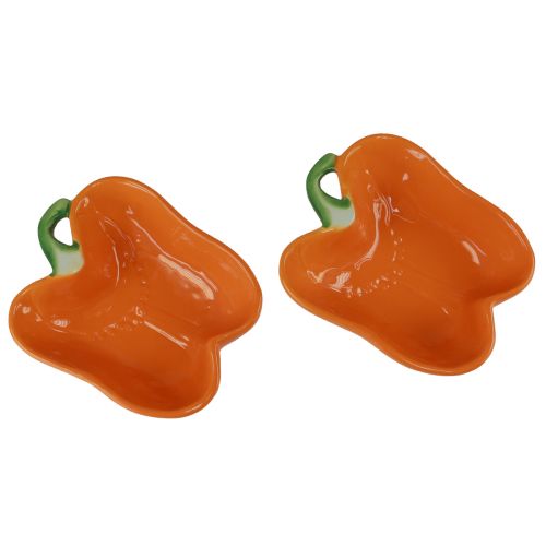 Product Ceramic bowls orange pepper decoration 16x13x4.5cm 2pcs