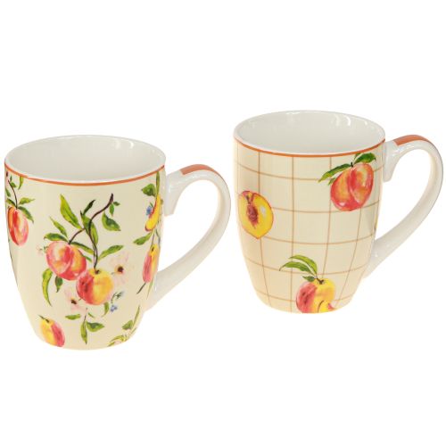 Floristik24 Ceramic cup peaches mug ceramic decoration H10.5cm 2pcs