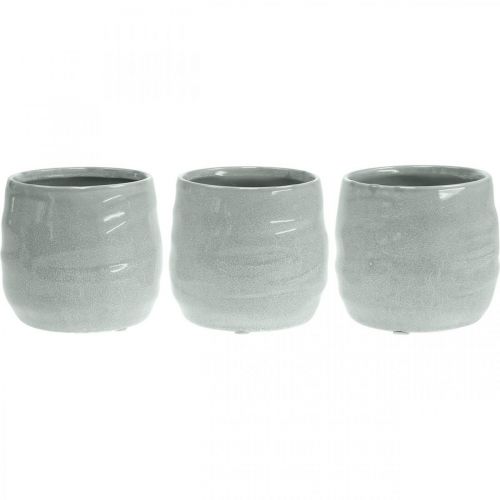 Floristik24 Planter, ceramic for planting, decorative pot corrugated Ø12.5cm 3pcs