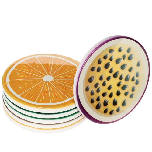 Floristik24 Fruit Coaster Set, Fruit Design, Table Decoration, Kitchen &amp; Living Room, 10cm, 6 Pieces